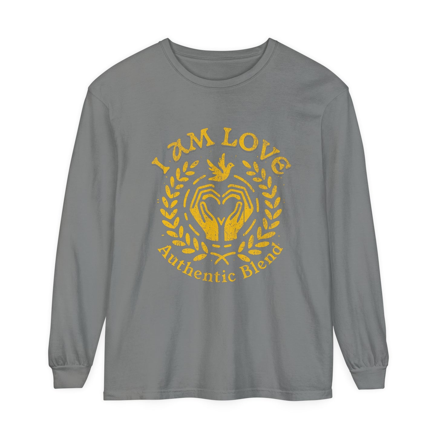 "I am Love" Gold Edition - Unisex Garment-dyed Long Sleeve T-Shirt