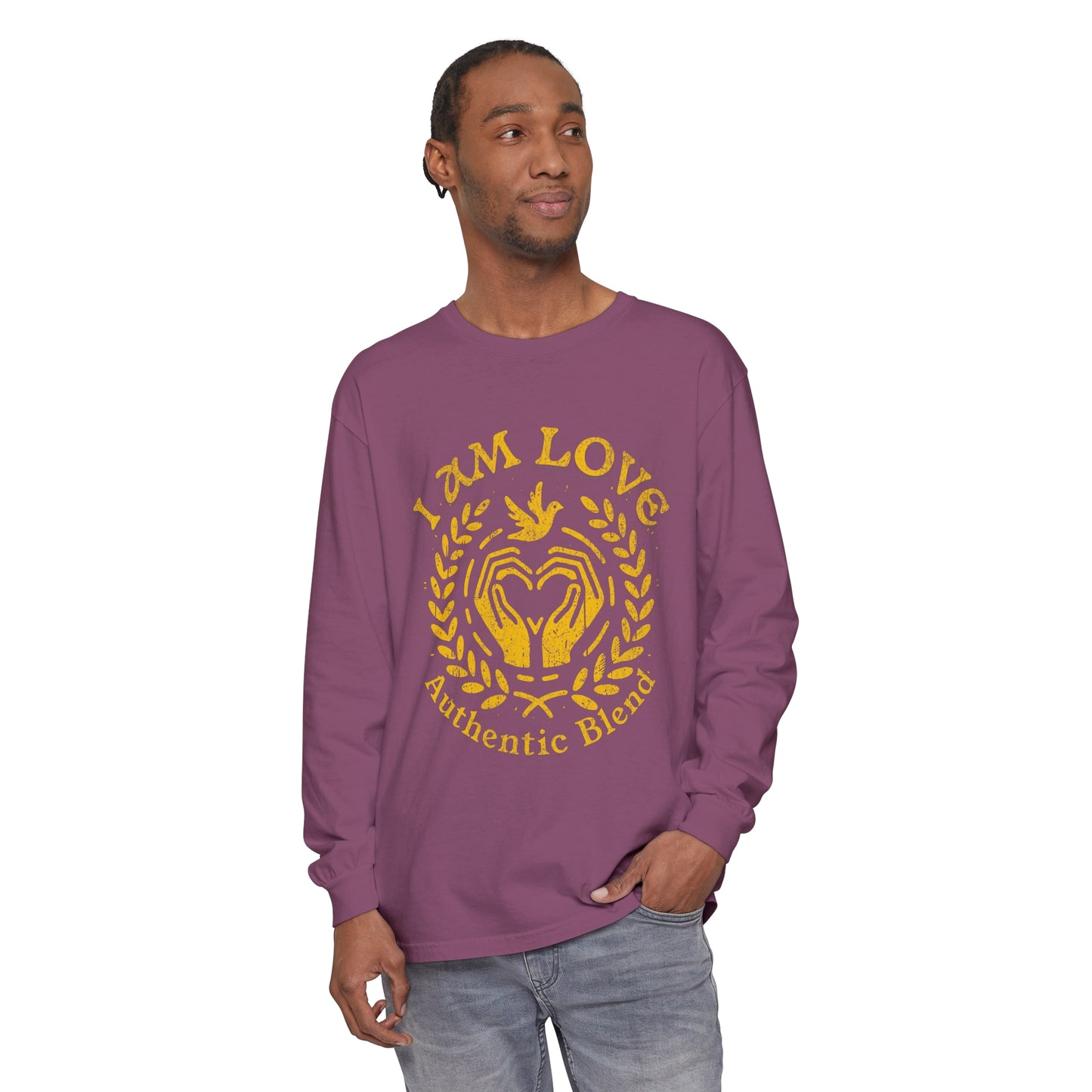 "I am Love" Gold Edition - Unisex Garment-dyed Long Sleeve T-Shirt