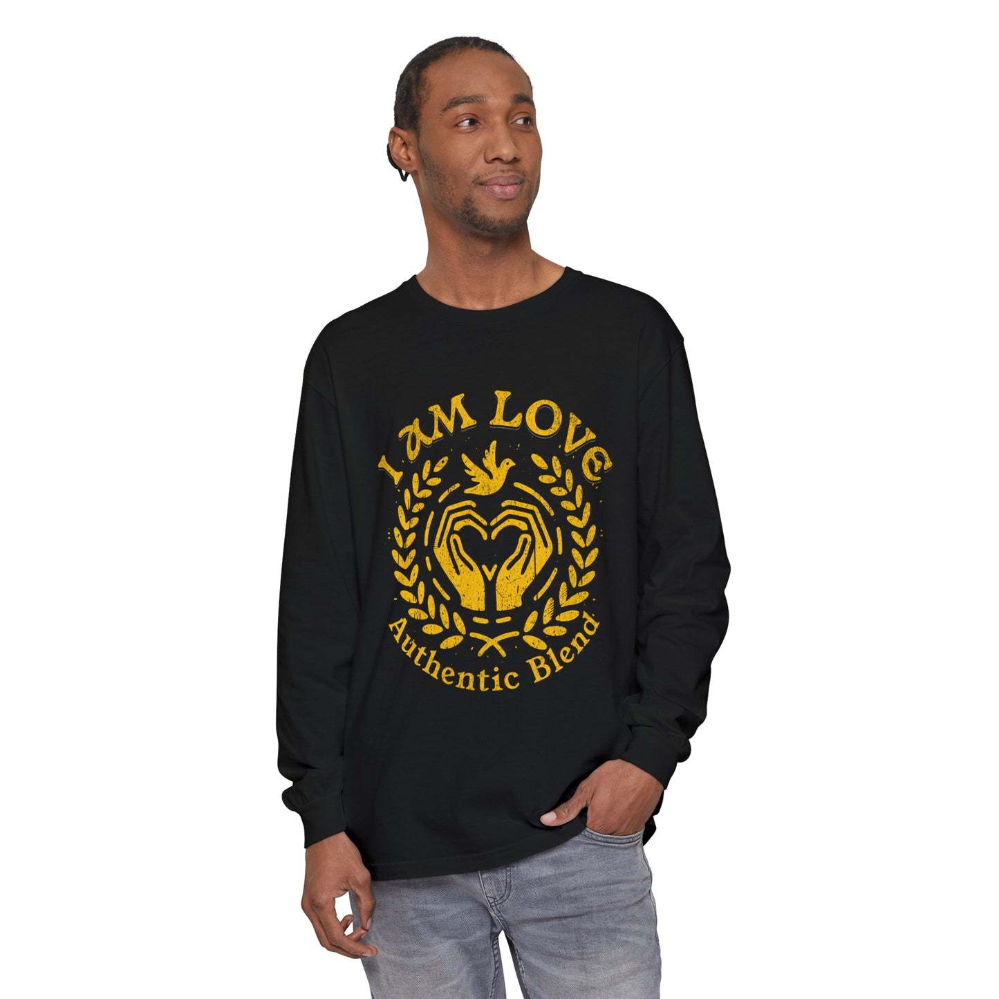 "I am Love" Gold Edition - Unisex Garment-dyed Long Sleeve T-Shirt