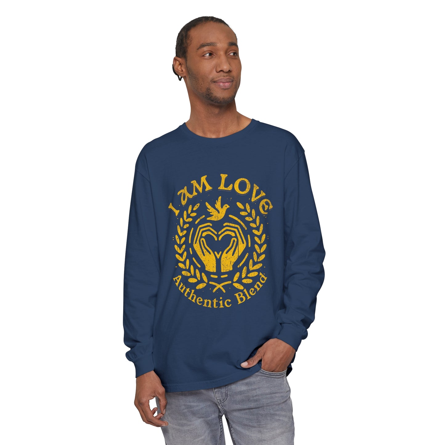 "I am Love" Gold Edition - Unisex Garment-dyed Long Sleeve T-Shirt