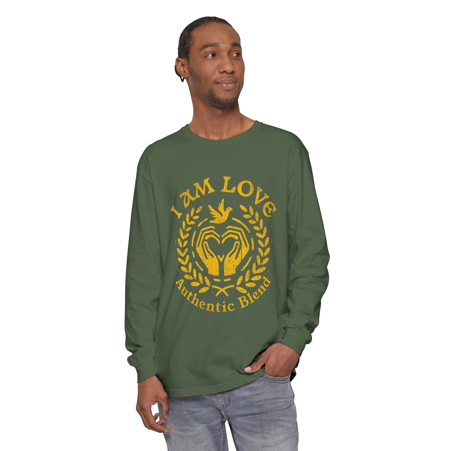 "I am Love" Gold Edition - Unisex Garment-dyed Long Sleeve T-Shirt