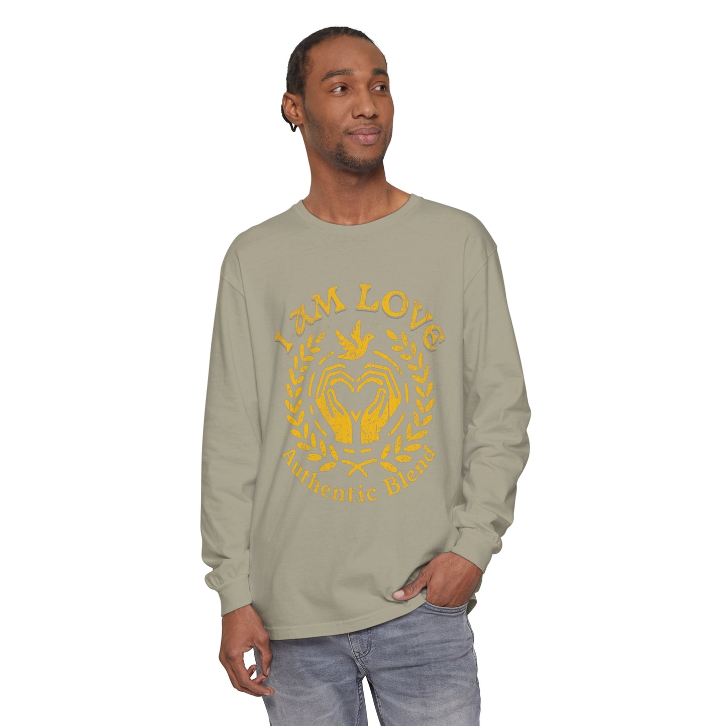 "I am Love" Gold Edition - Unisex Garment-dyed Long Sleeve T-Shirt