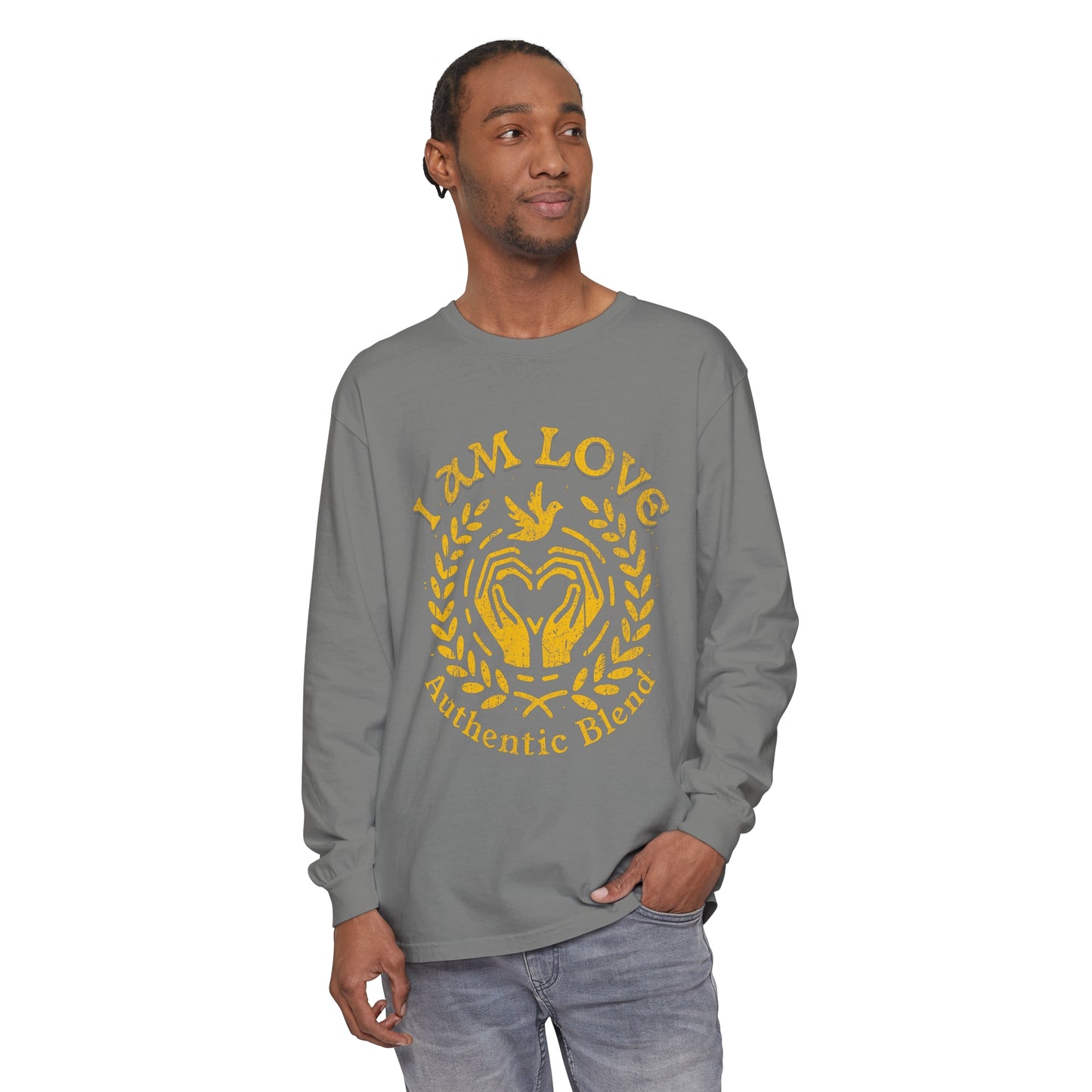 "I am Love" Gold Edition - Unisex Garment-dyed Long Sleeve T-Shirt