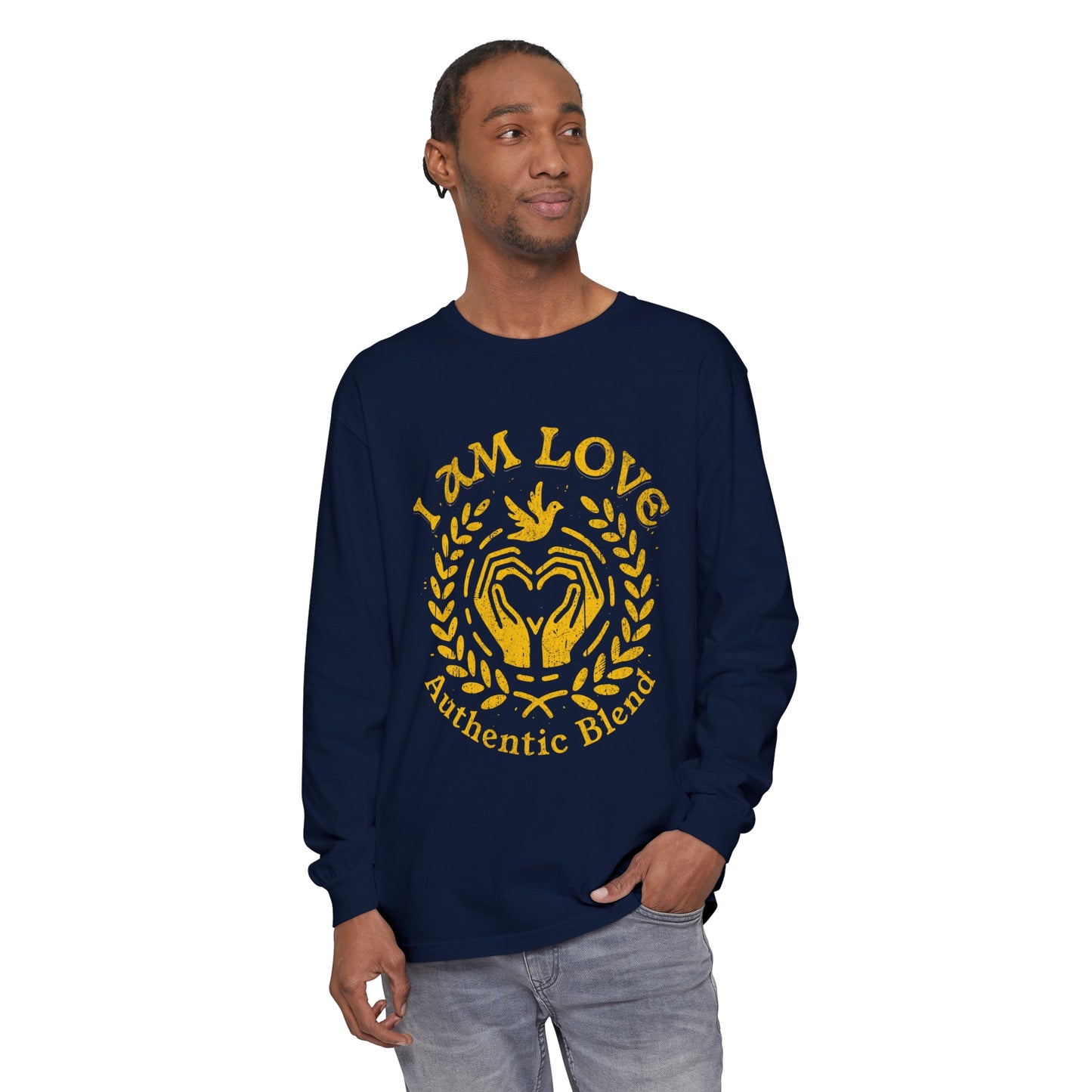 "I am Love" Gold Edition - Unisex Garment-dyed Long Sleeve T-Shirt
