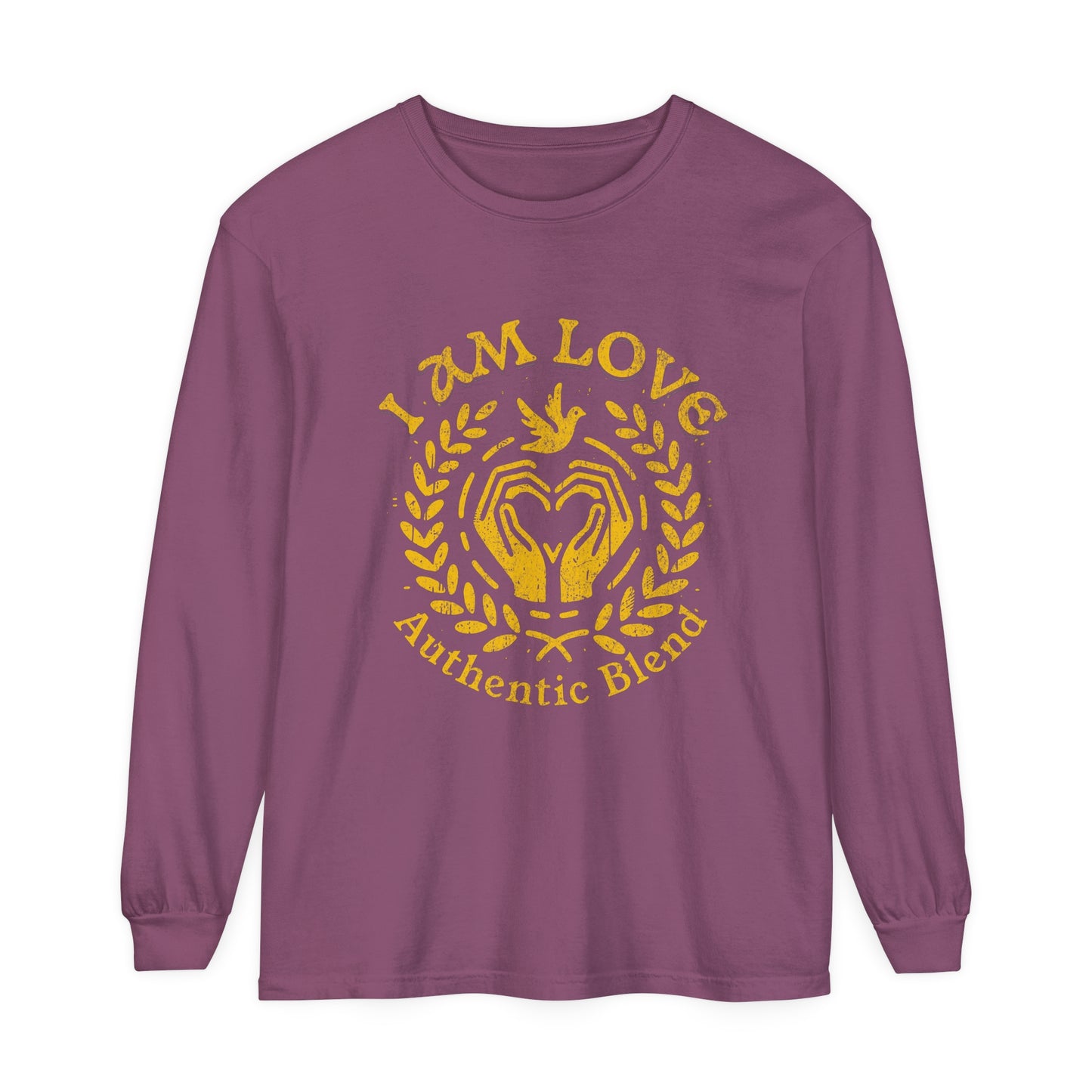 "I am Love" Gold Edition - Unisex Garment-dyed Long Sleeve T-Shirt