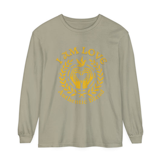 "I am Love" Gold Edition - Unisex Garment-dyed Long Sleeve T-Shirt